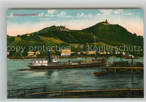 AK / Ansichtskarte Koenigswinter Panorama Schiffe Kat. Koenigswinter