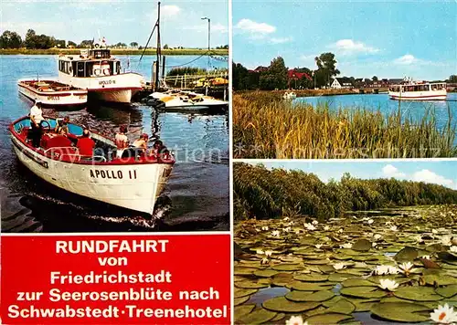 AK / Ansichtskarte Motorboote Personenschifffahrt G. Schroeder Friedrichstadt Seerosen Kat. Schiffe