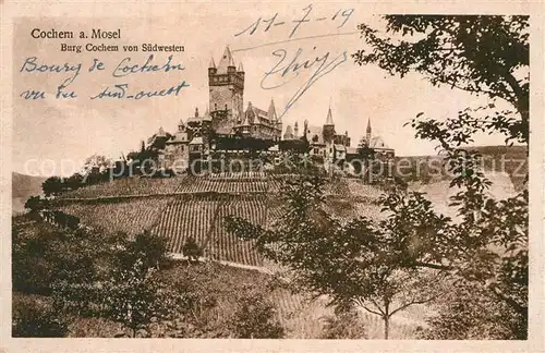 AK / Ansichtskarte Cochem Mosel Burg von Suedwesten Kat. Cochem