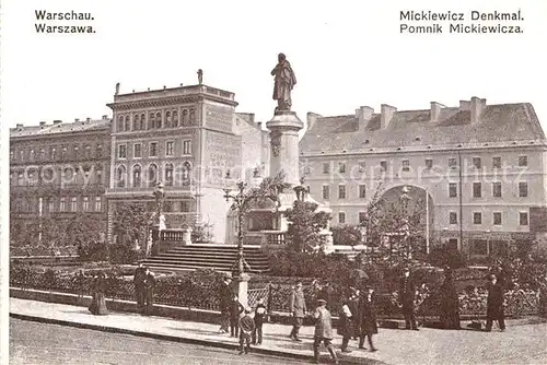 AK / Ansichtskarte Warschau Masowien Mickiewicz Denkmal Kat. Warschau