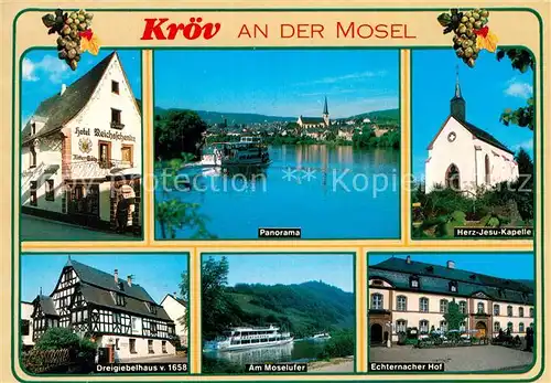 AK / Ansichtskarte Kroev Mosel Panorama Hotel Reichsschenke Dreigiebelhaus Moselufer Echternacher Hof Kat. Kroev