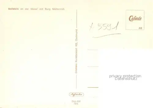 AK / Ansichtskarte Beilstein Mosel mit Burgruine Metternich Kat. Beilstein