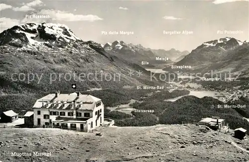 AK / Ansichtskarte Muottas Muragl Berghotel Kulm Blick ins Oberengadin Alpenpanorama Kat. Muottas Muragl