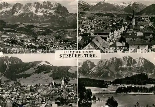 AK / Ansichtskarte Kitzbuehel Tirol Panorama mit Wildem Kaiser Hahnenkamm Schwarzsee Kat. Kitzbuehel