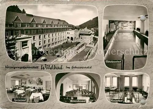 AK / Ansichtskarte Bad Wildbad Versorgungskuranstalt Schwimmbad Speisesaal Fernsehsaal Kneippbad Kat. Bad Wildbad