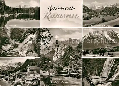 AK / Ansichtskarte Ramsau Berchtesgaden Hintersee Zauberwald Wasserfall Reiteralpe Bergkirche Alpenstrasse Hochkalter Wimbachklamm Kat. Ramsau b.Berchtesgaden