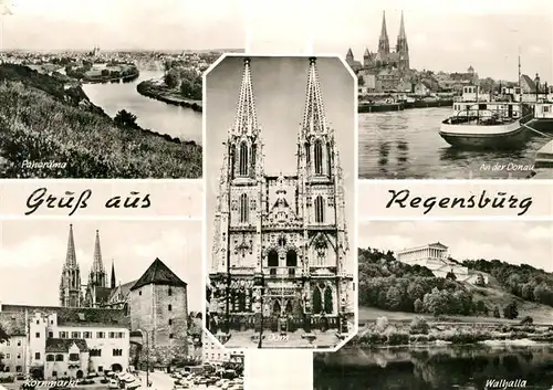 AK / Ansichtskarte Regensburg Panorama Kornmarkt Dom St Peter Donau Dampfer Walhalla Kat. Regensburg