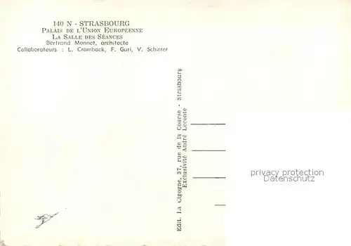 AK / Ansichtskarte Strasbourg Alsace Palais de l Union Europeenne La Salle des Seances Kat. Strasbourg