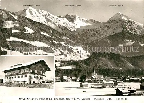 AK / Ansichtskarte Berg Fischen Allgaeu Gasthof Pension Haus Kaserer Gesamtansicht mit Alpenpanorama