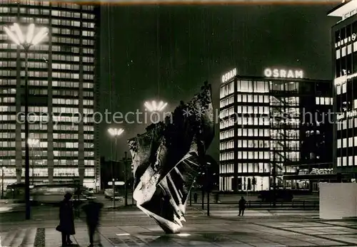 AK / Ansichtskarte Berlin Die Flamme Bronzeplastik Ernst Reuter Platz Nachtaufnahme Kat. Berlin