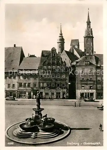 AK / Ansichtskarte Freiberg Sachsen Obermarkt Brunnen Kat. Freiberg