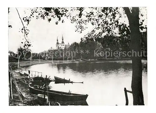 AK / Ansichtskarte Heiligelinde Ostpreussen Blick auf See und Wallfahrtskirche Kat. Swieta Lipka