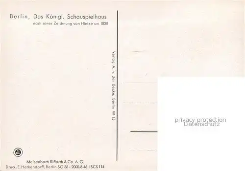 AK / Ansichtskarte Kuenstlerkarte Hintze Berlin Koenigliches Schauspielhaus um 1830 Kat. Kuenstlerkarte