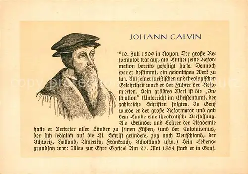 AK / Ansichtskarte Persoenlichkeiten Johannes Calvin  Kat. Persoenlichkeiten