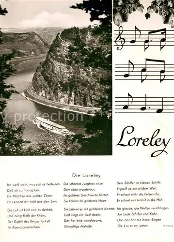 AK / Ansichtskarte Liederkarte Die Loreley H. Heine  Kat. Musik