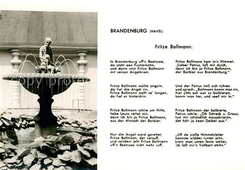AK / Ansichtskarte Gedicht auf AK Fritze Bollmann Brandenburg Havel  Kat. Lyrik