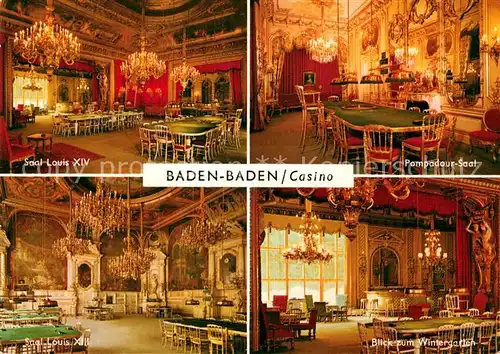 AK / Ansichtskarte Casino Spielbank Baden Baden Saal Louis XIV Pompadour Saal Wintergarten  Kat. Spiel