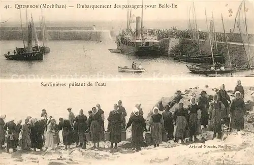 AK / Ansichtskarte Quiberon Morbihan Embarquement des passagers pour Belle Ile Sardinieres puisant de eau  Kat. Quiberon