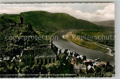 AK / Ansichtskarte Beilstein Mosel mit Karmelitenkloster und Burgruine Metternich Kat. Beilstein