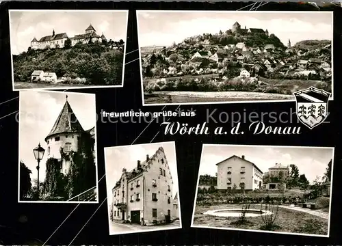 AK / Ansichtskarte Woerth Donau Gesamtansicht mit Schloss Turm Kat. Woerth a.d.Donau