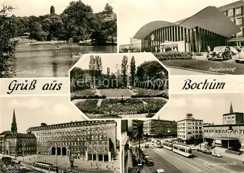 AK / Ansichtskarte Bochum Stadtpark Rathaus Rosengarten Hauptbahnhof Massenbergstrasse Strassenbahn Kat. Bochum