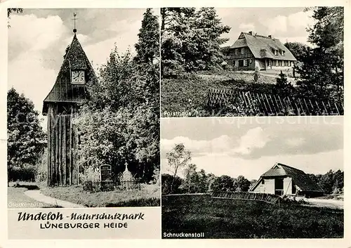 AK / Ansichtskarte Undeloh Glockenturm Forsthaus Schnuckenstall Naturschutzpark Lueneburger Heide Kat. Undeloh