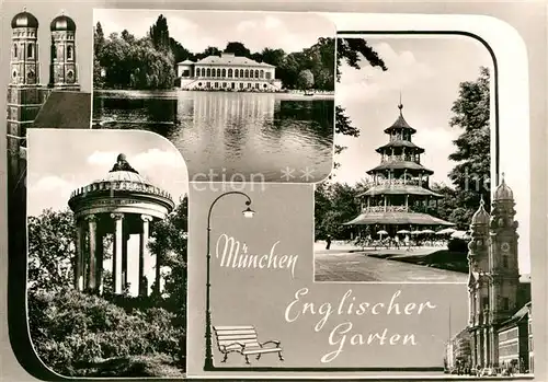 AK / Ansichtskarte Muenchen Englischer Garten Pavillon Chinesischer Turm Frauenkirche Kat. Muenchen
