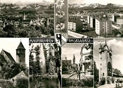 AK / Ansichtskarte Kaufbeuren Stadtpanorama Alpen Turm Fontaene Innenstadt Kat. Kaufbeuren