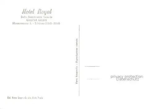 AK / Ansichtskarte Monsummano Hotel Royal dello Stabilimiento Termale Grotia Giusti