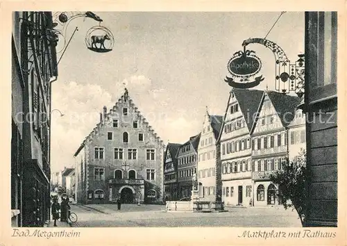 AK / Ansichtskarte Bad Mergentheim Marktplatz mit Rathaus Apotheke Tuerschild Kupfertiefdruck Kat. Bad Mergentheim