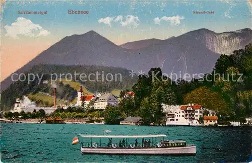 AK / Ansichtskarte Ebensee Oberoesterreich Salzkammergut Strand Cafe Kat. Ebensee Salzkammergut