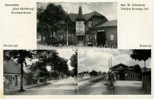 AK / Ansichtskarte Kremperheide Gaststaette Zum Heidkrug Dorfstrasse Bahnhof  Kat. Kremperheide