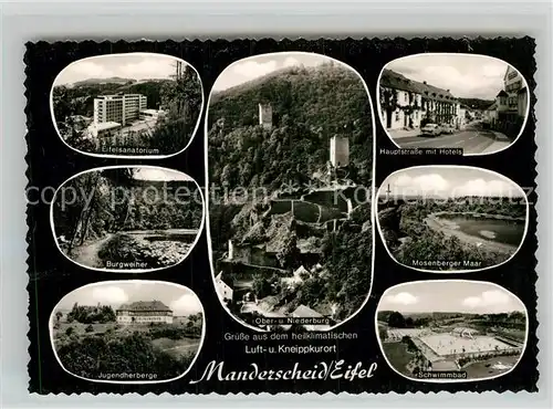 AK / Ansichtskarte Manderscheid Eifel Mosenberger Maar Ober  und Niederburg Jugendherberge  Kat. Manderscheid