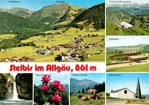 AK / Ansichtskarte Steibis Fliegeraufnahme Hochgrat Bergstation Hallenbad Kuehe Buchenegger Wasserfall Kat. Oberstaufen