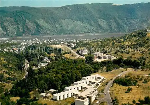 AK / Ansichtskarte Bad Salzig Fliegeraufnahme mit Rhein und Sanatorium Kat. Boppard