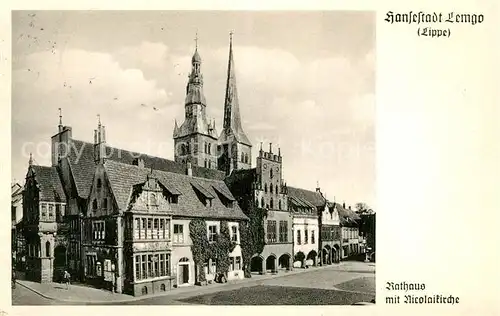 AK / Ansichtskarte Lemgo Rathaus mit Nicolaikirche Hansestadt Kat. Lemgo