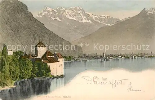 AK / Ansichtskarte Chillon Chateau Lac Leman et les Dents du Midi Schloss Genfersee Alpen Kat. Montreux