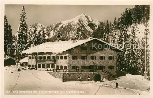 AK / Ansichtskarte Schliersee Ski und Berghuette am Schwarzenkopf mit Brecherspitze Wintersportplatz Mangfallgebirge Kat. Schliersee
