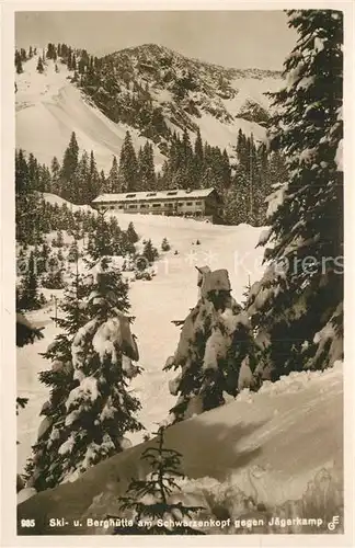 AK / Ansichtskarte Schliersee Ski und Berghuette am Schwarzenkopf gegen Jaegerkamp Wintersportplatz Mangfallgebirge Kat. Schliersee