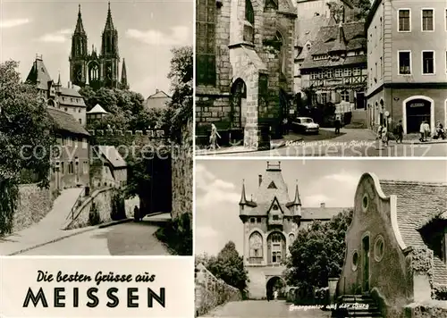 AK / Ansichtskarte Meissen Elbe Sachsen Kirche Weinhaus Vincenz Richter Georgentor auf der Burg Kat. Meissen