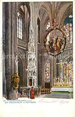 AK / Ansichtskarte Nuernberg Lorenzkirche Sacramentshaeuschen  Kat. Nuernberg