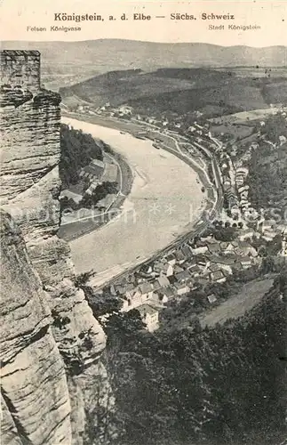 AK / Ansichtskarte Koenigstein Saechsische Schweiz Felsen Koenigvase Kat. Koenigstein Saechsische Schweiz