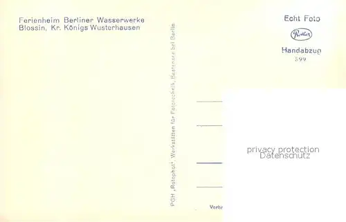 AK / Ansichtskarte Koenigs Wusterhausen Ferienheim der Berliner Wasserwerke Blossin Kat. Koenigs Wusterhausen