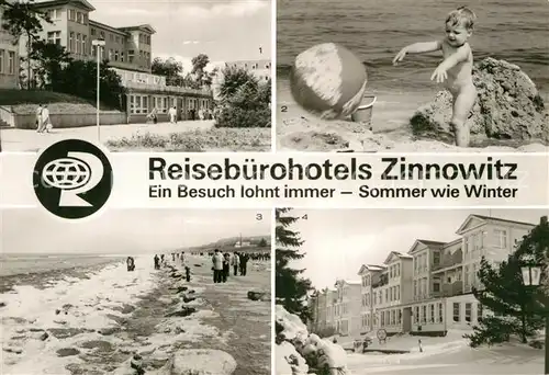 AK / Ansichtskarte Zinnowitz Ostseebad Hotel  Otto Schmirgal Philipp Mueller Strand 