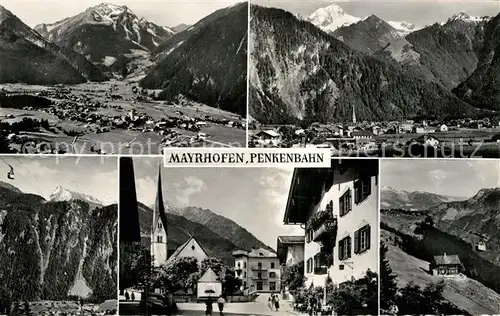 AK / Ansichtskarte Mayrhofen Zillertal Gesamtansicht mit Alpenpanorama Ortsmotiv mit Kirche Penkenbahn Bergbahn Kat. Mayrhofen