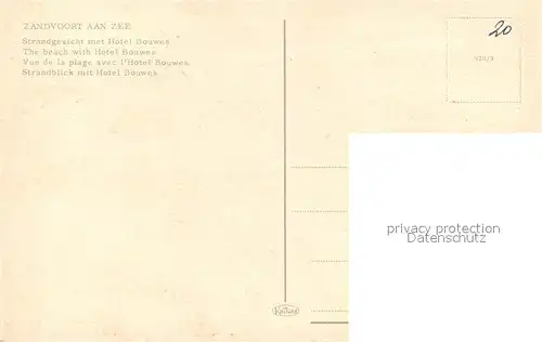 AK / Ansichtskarte Zandvoort Holland Strandgezicht met Hotel Bouwes