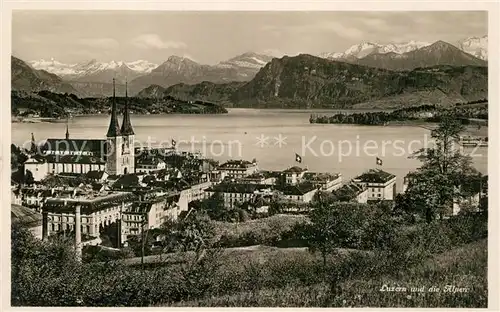 AK / Ansichtskarte Luzern LU Panorama Vierwaldstaettersee Alpen Kat. Luzern