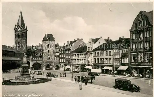 AK / Ansichtskarte Eisenach Thueringen Karlsplatz Denkmal Kirche Turm Kat. Eisenach