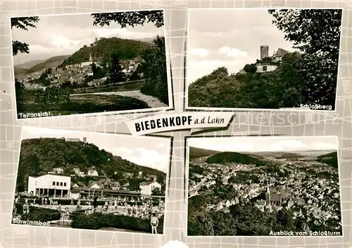 AK / Ansichtskarte Biedenkopf Teilansicht Schlossberg Ausblick vom Schlossturm Schwimmbad Kat. Biedenkopf