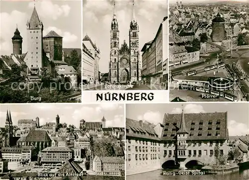 AK / Ansichtskarte Nuernberg Burg Lorenzkirche Plaerrer Heilig Geist Spital Altstadt Kat. Nuernberg